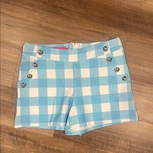 Macbeth Collection by Margaret Josephs Blue and White High Waist Shorts NWT